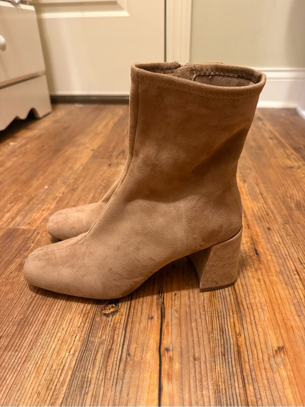 Women's A New Day Women's Pippa Taupe Stretch Ankle Boots